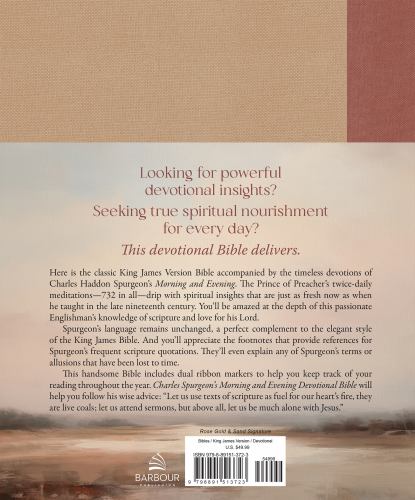 Charles Spurgeon's Morning & Evening Devotional Bible KJV (Rose Gold & Sand Signature)
