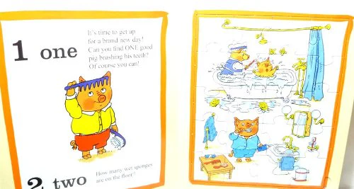 Richard Scarry Counting to Ten Jigsaw Book with 7 Puzzles