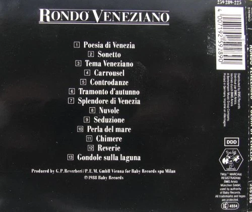 Rondò Veneziano - Poesia Di Venezia - Baby Records - 259 289