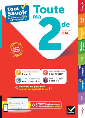 Tout savoir 2de 2025-2026 (toutes les matières): tout-en-un (cours, méthodes & exos corrigés)